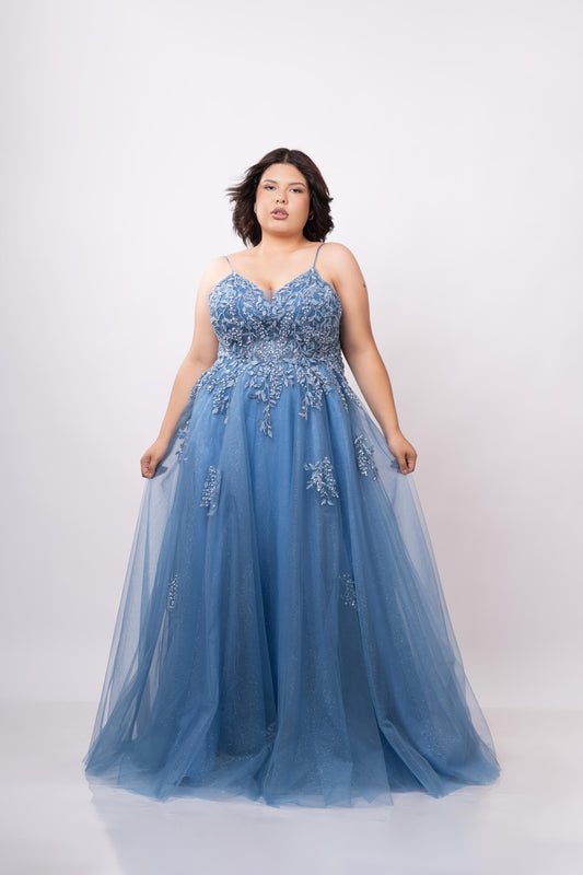 Vestido Azul Diseño En Corte A