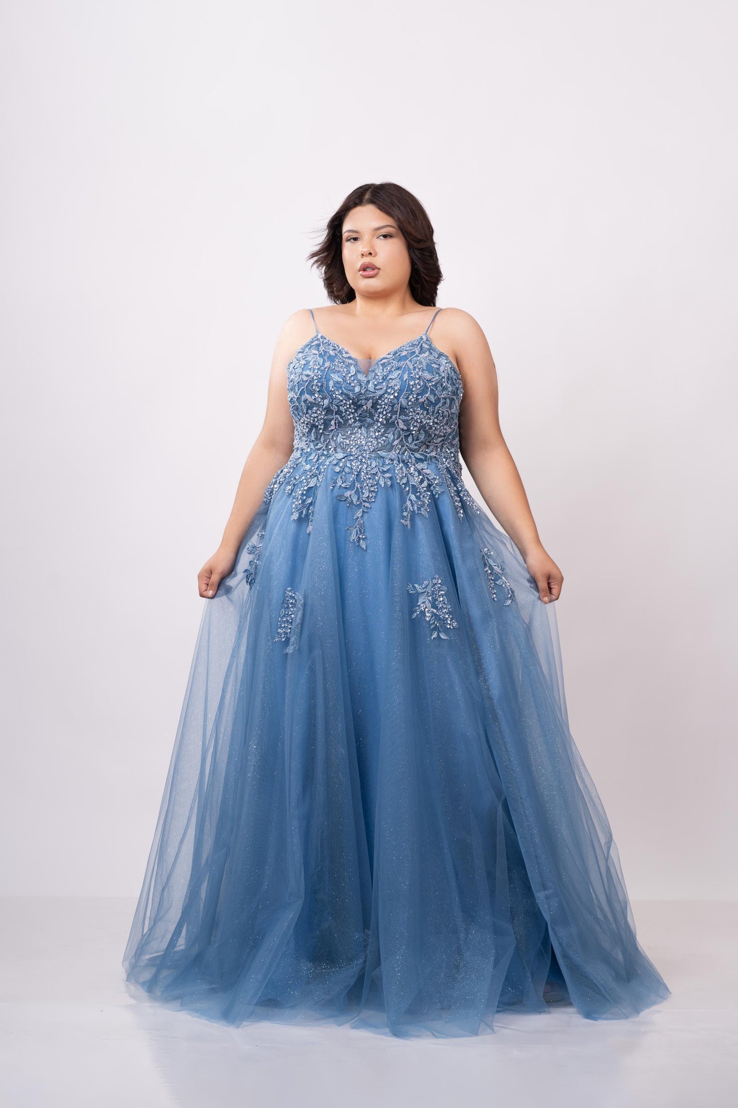 Vestido Azul Diseño En Corte A