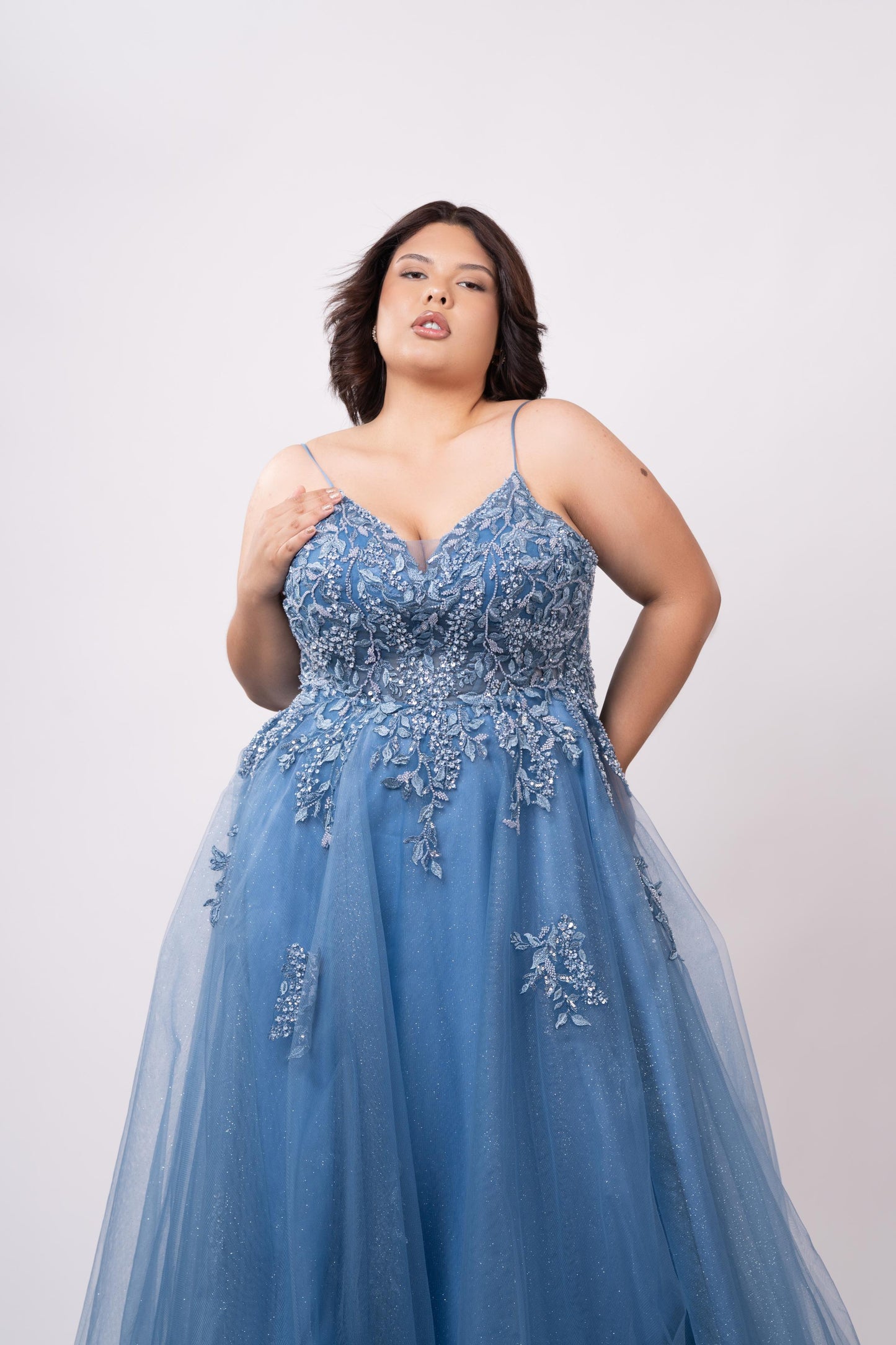 Vestido Azul Diseño En Corte A