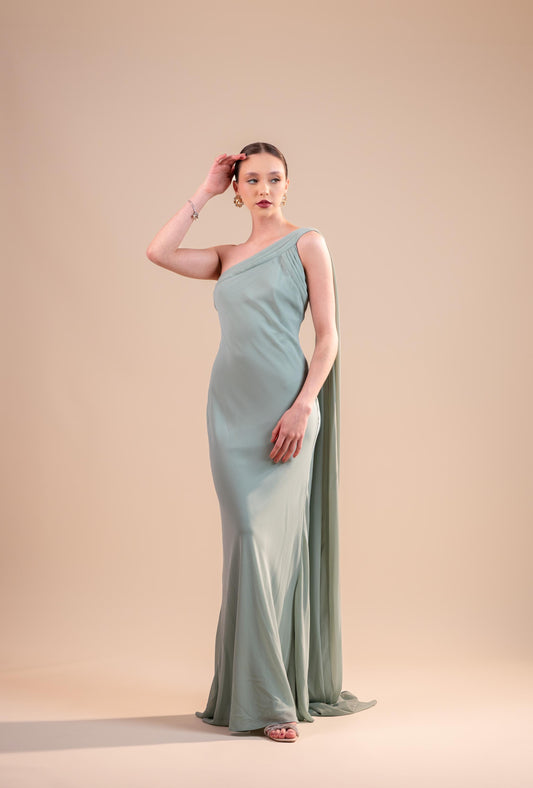 Verde Sage Liso Banda En un Tirante