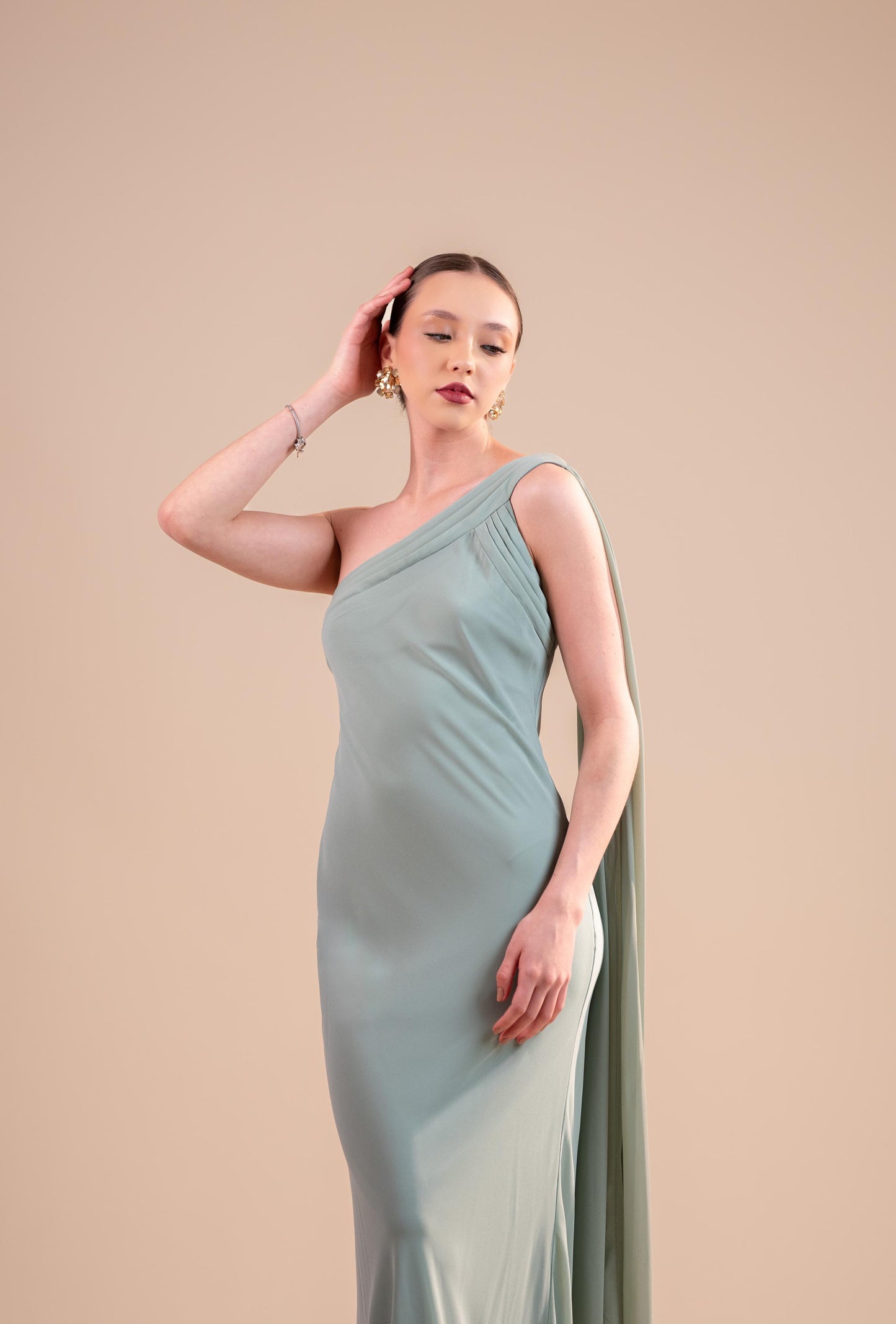 Verde Sage Liso Banda En un Tirante