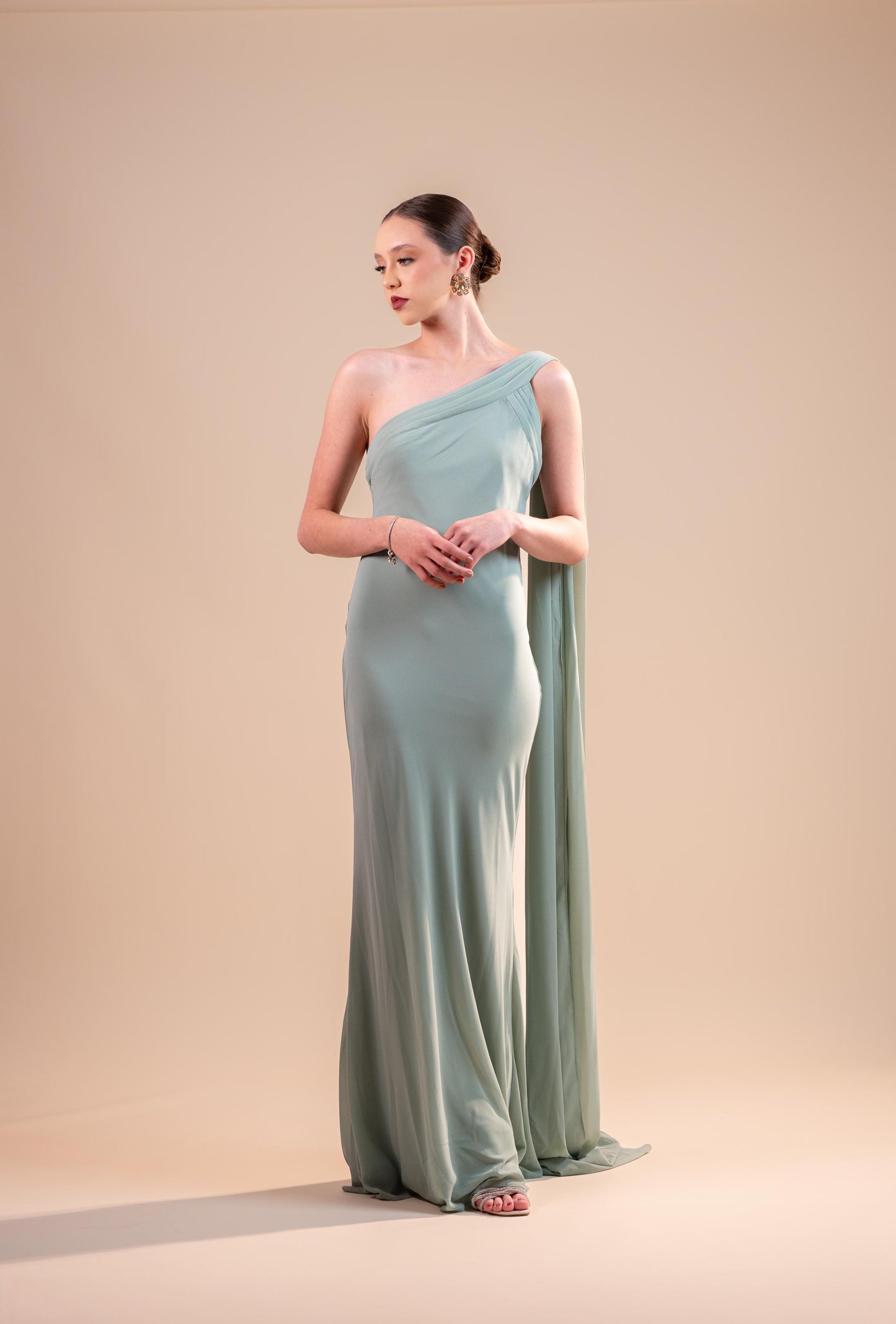 Verde Sage Liso Banda En un Tirante