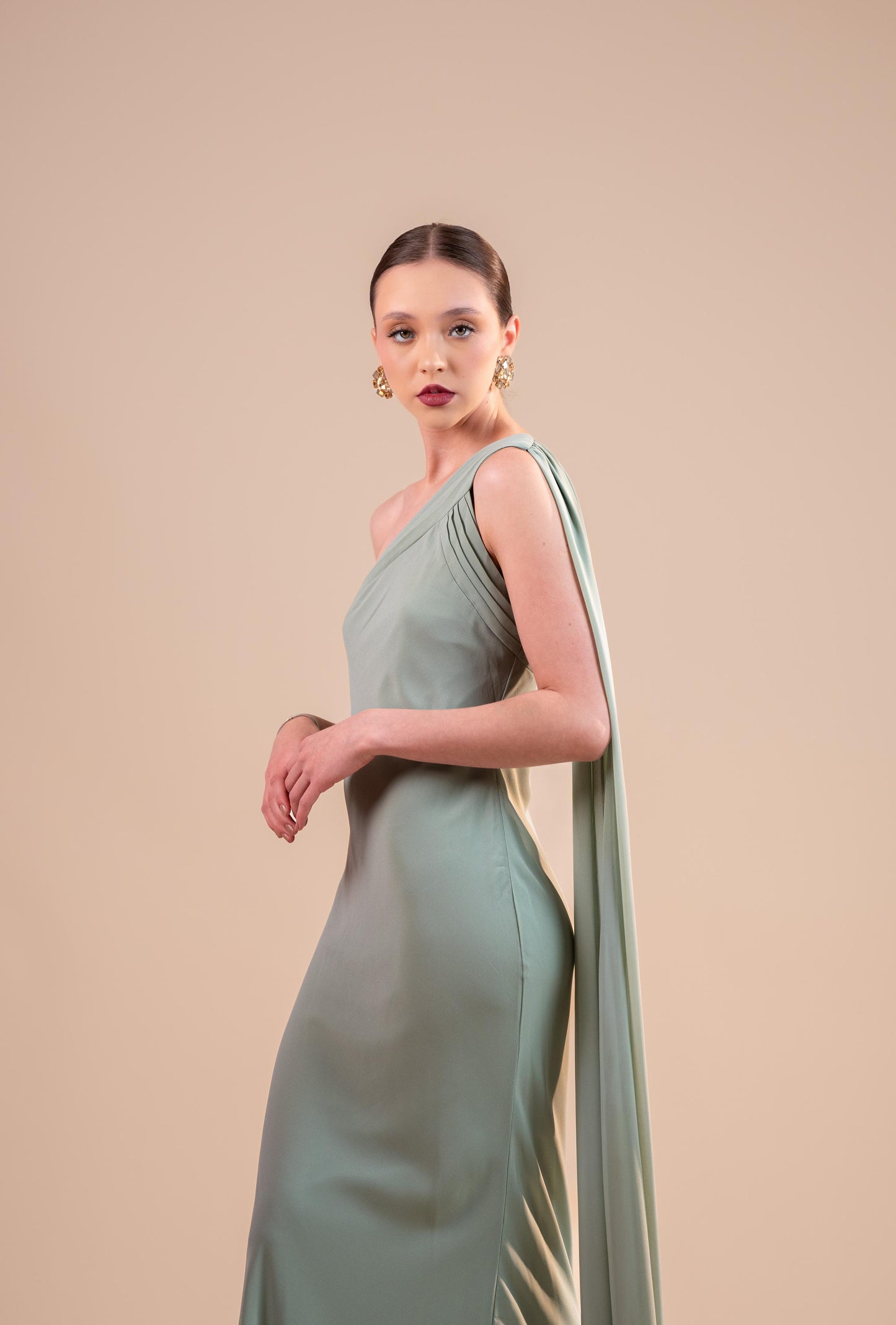 Verde Sage Liso Banda En un Tirante