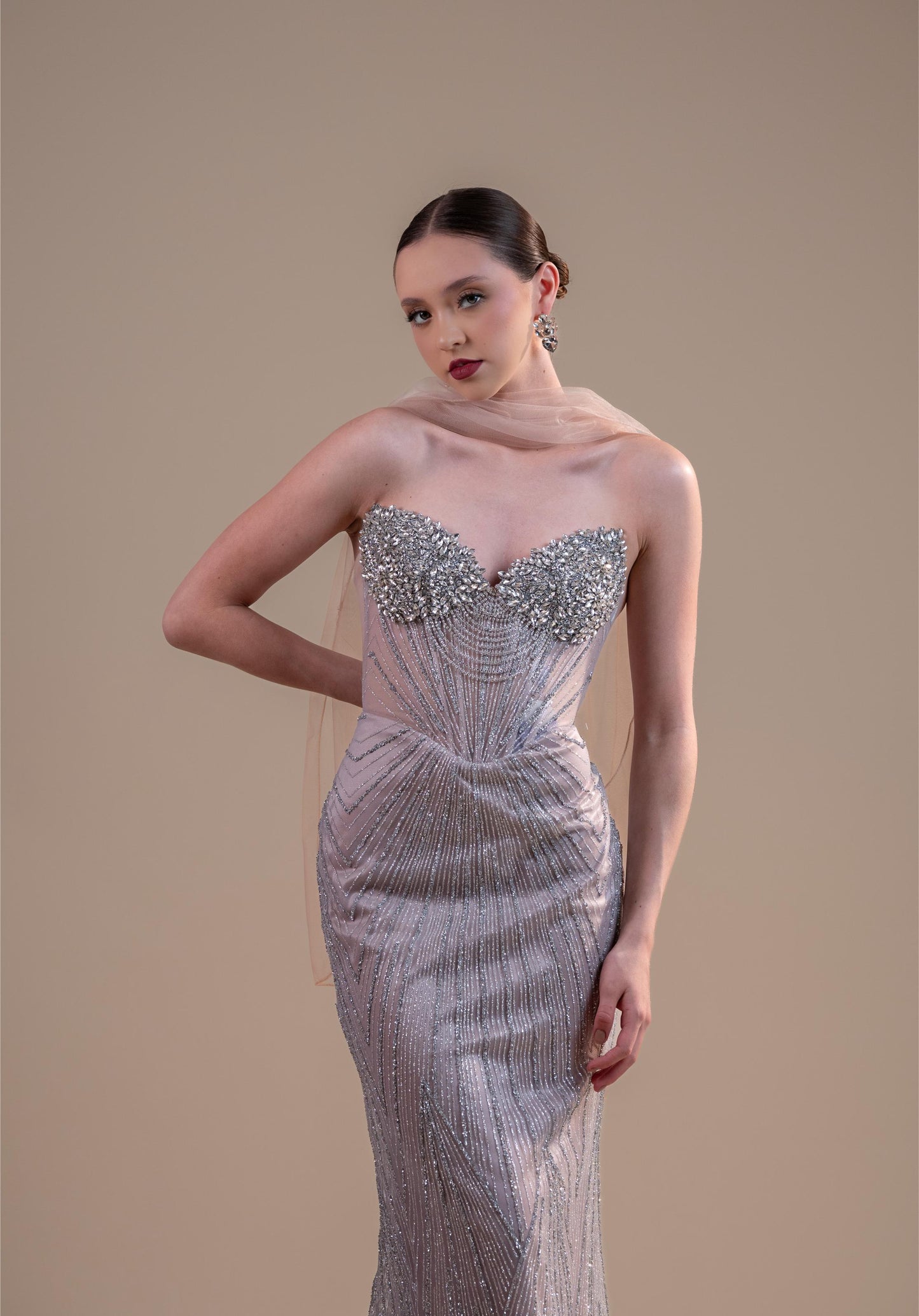 Rosa Pedreria Plata Straple Sin Abertura