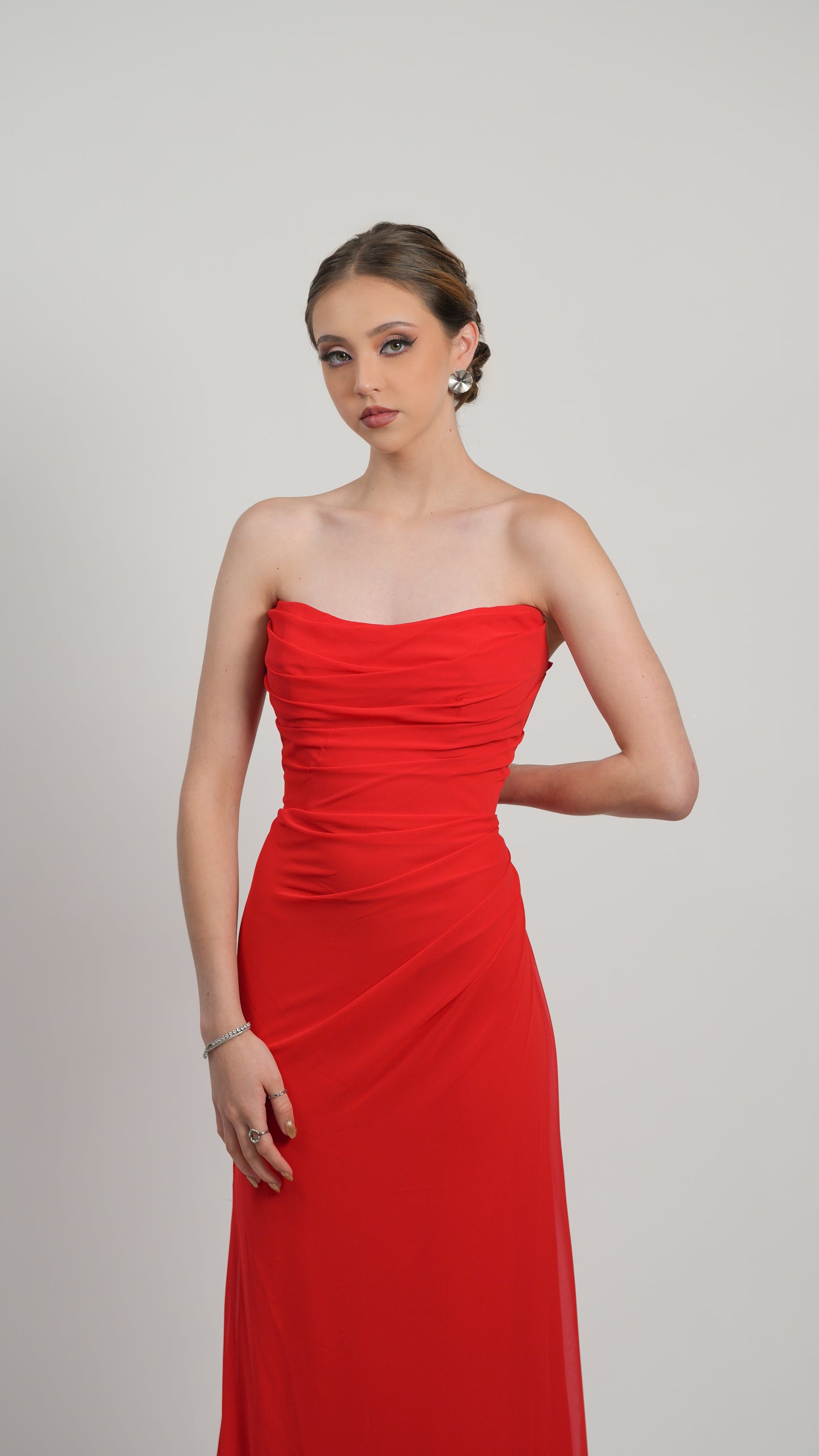Vestido Rojo Straple Corrugado