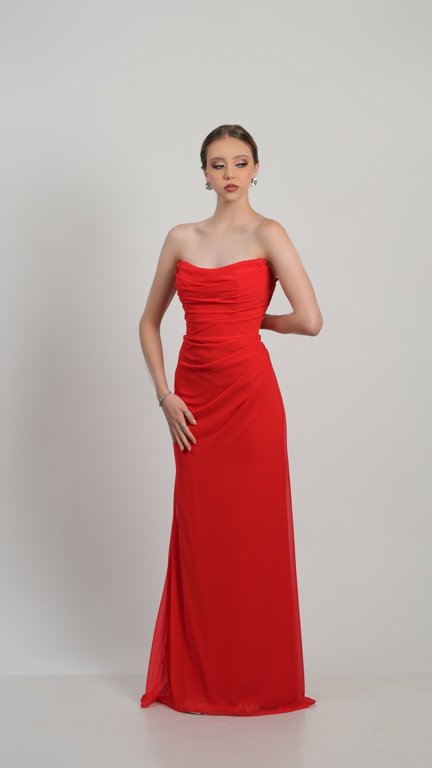 Vestido Rojo Straple Corrugado