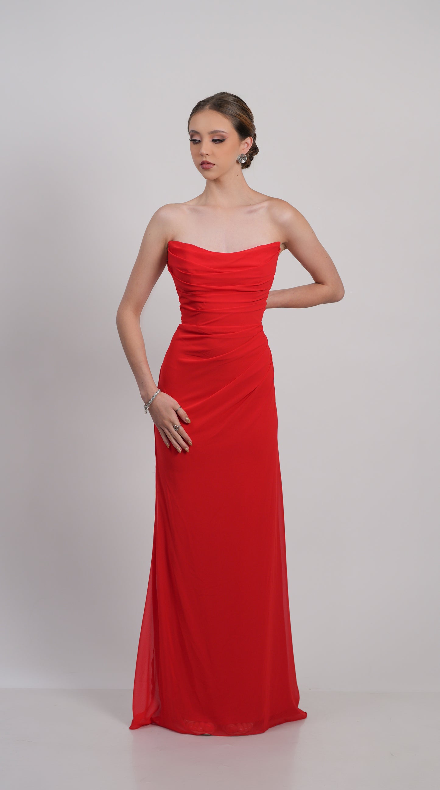 Vestido Rojo Straple Corrugado