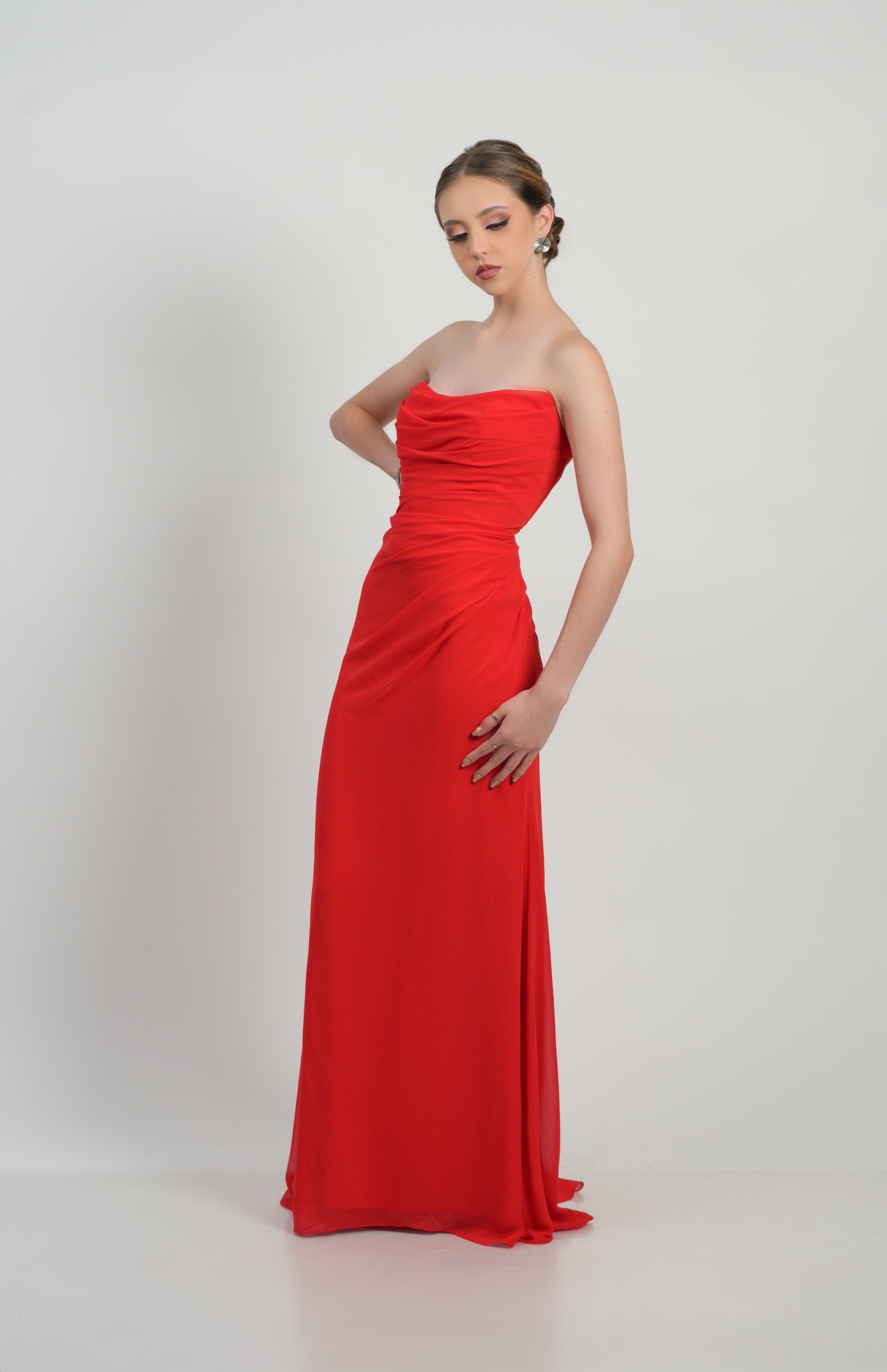 Vestido Rojo Straple Corrugado