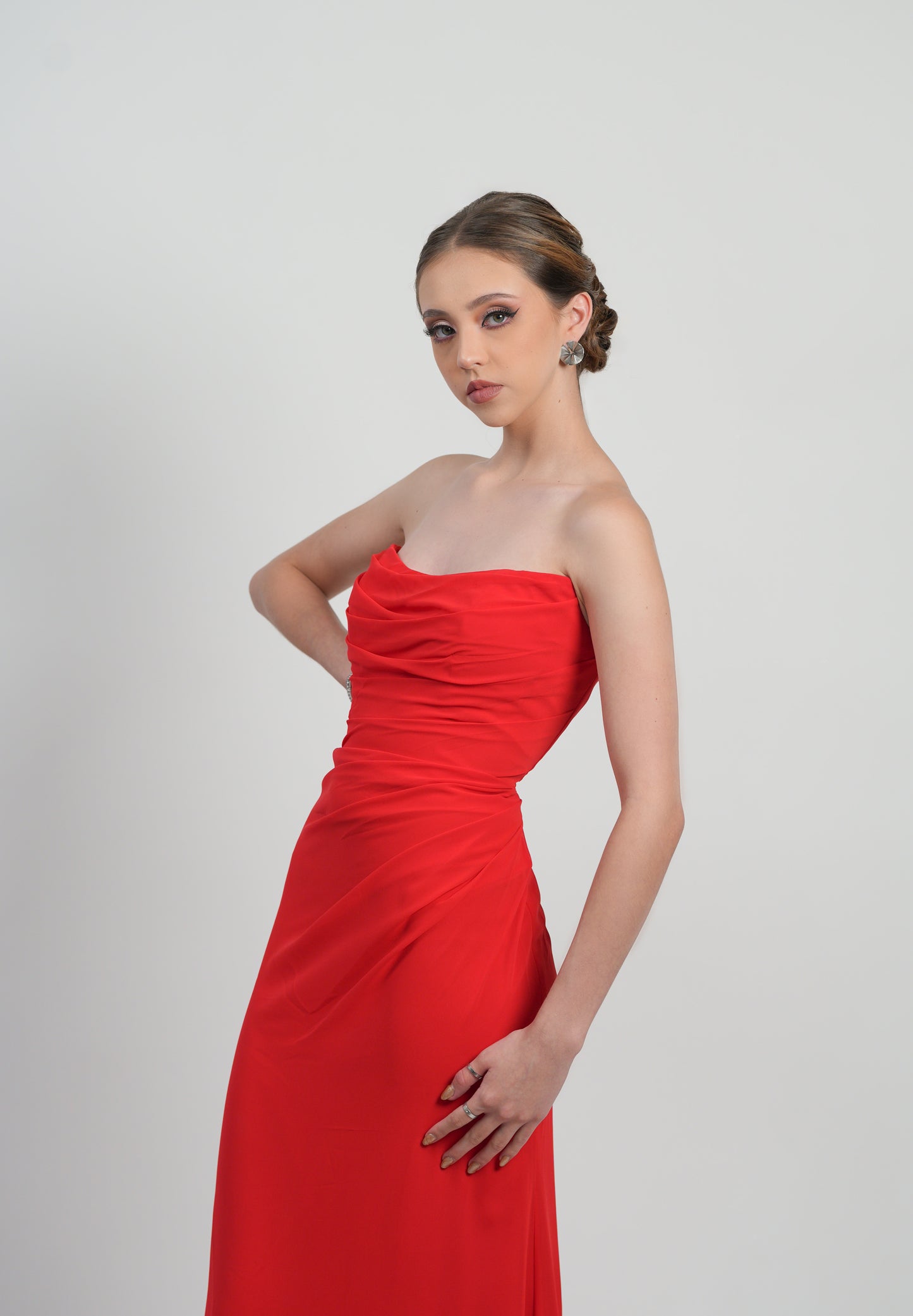 Vestido Rojo Straple Corrugado