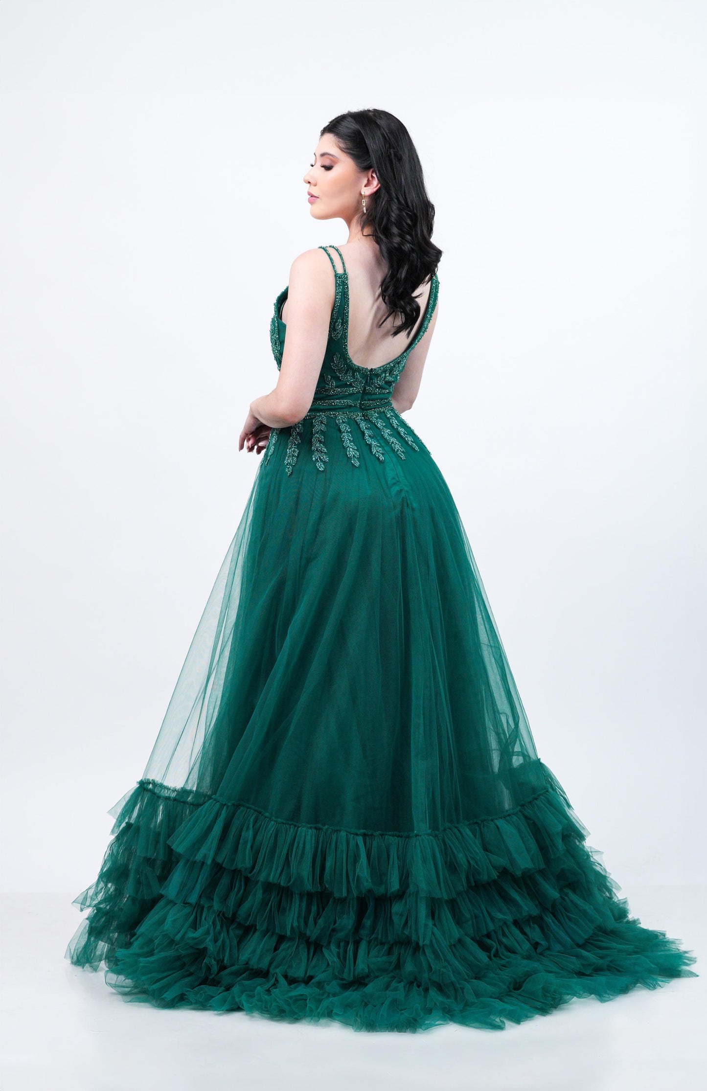 Vestido Verde Detalle En Abdomen Y Tirantes Ampon