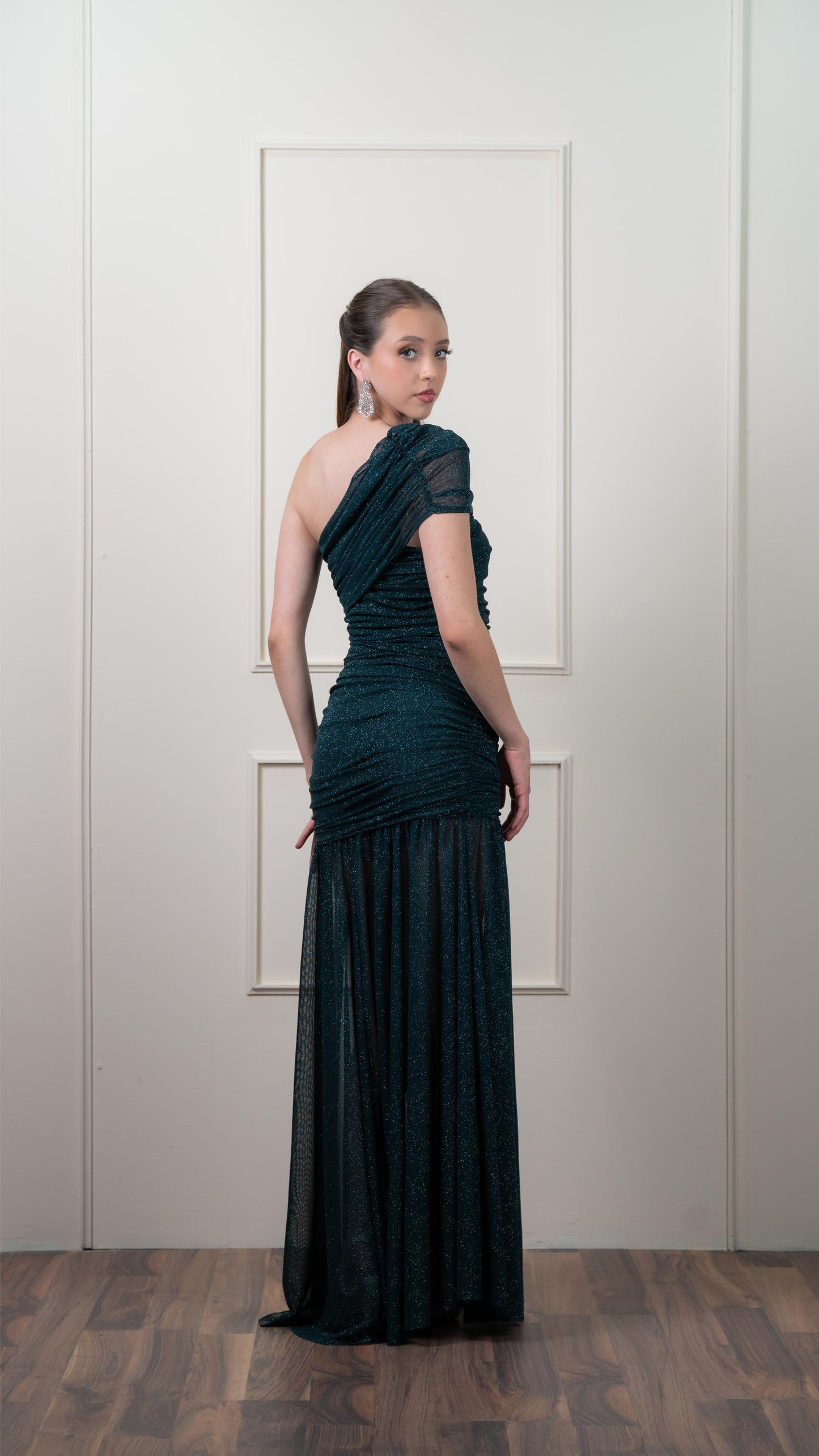 Vestido Verde Corrugado Tela Brillosa