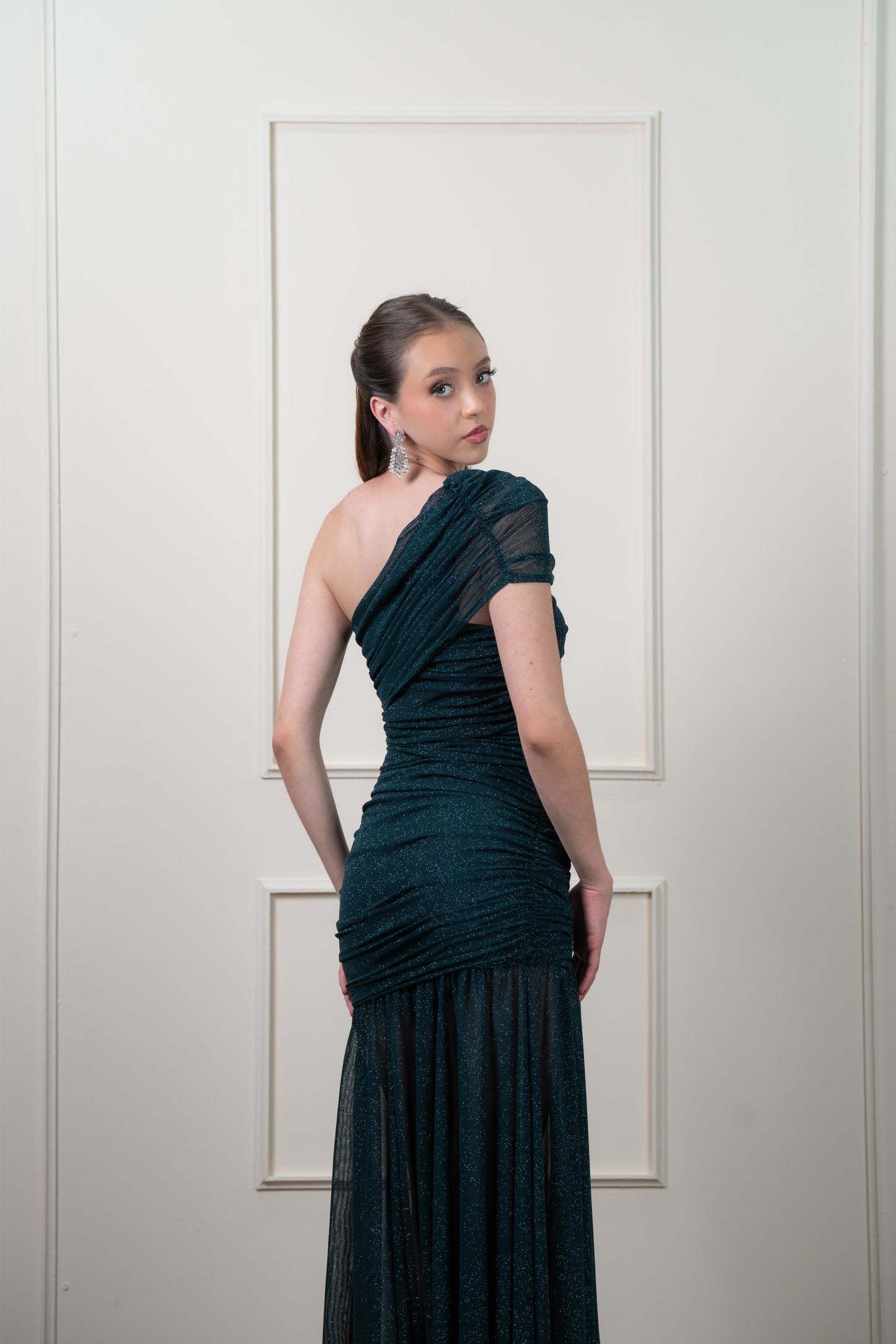 Vestido Verde Corrugado Tela Brillosa