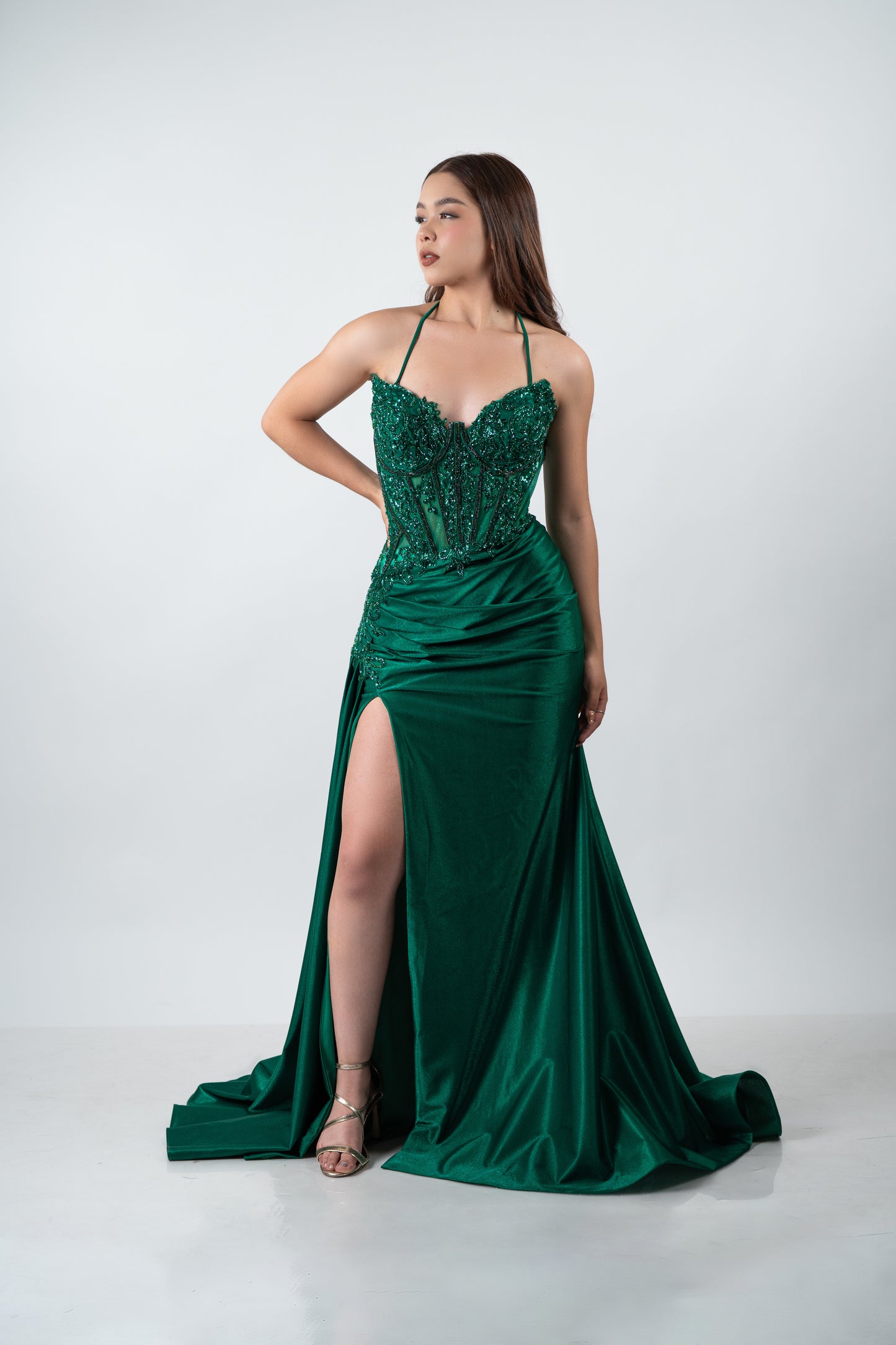 Vestido Vestido Verde Diseño En Abdomen