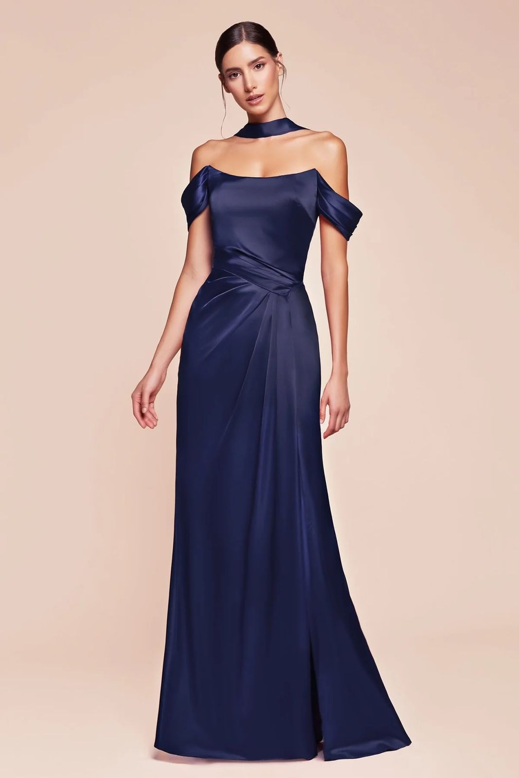 Vestido Satin Straple Manga Caida Corset Con Estola