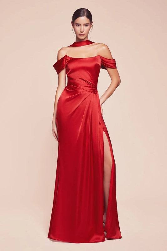 Vestido Satin Straple Manga Caida Corset Con Estola
