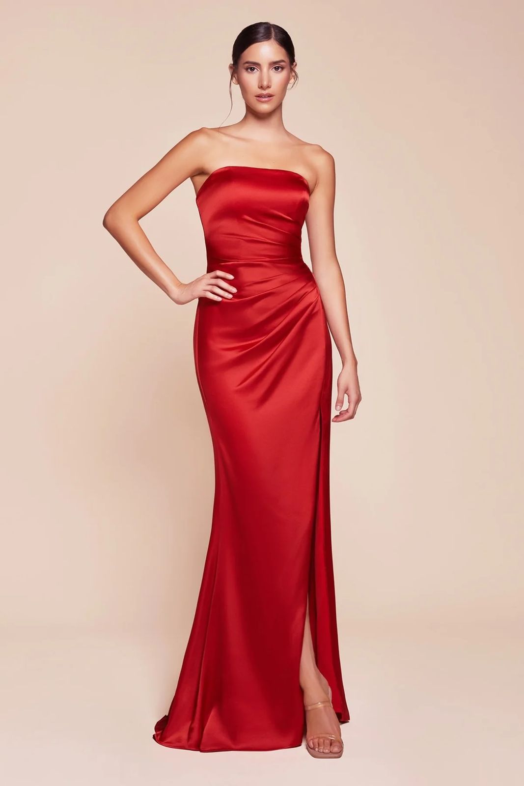 Vestido Satin Straple de Corset con Estola