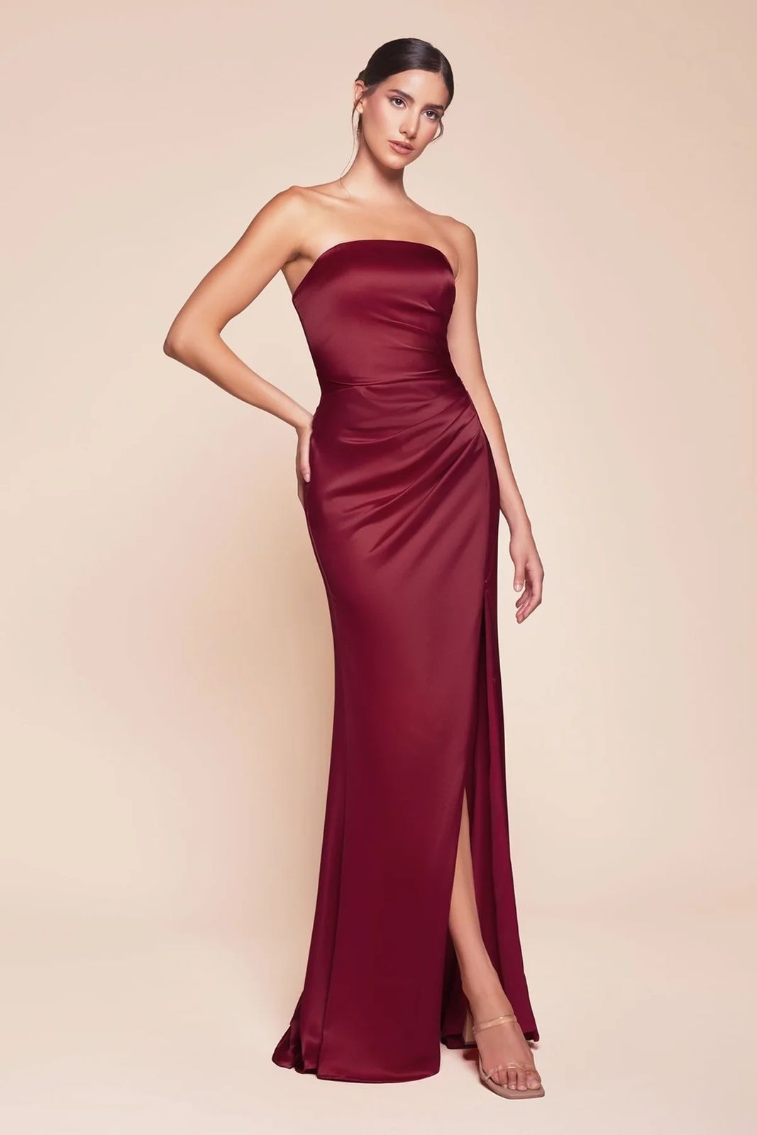 Vestido Satin Straple de Corset con Estola