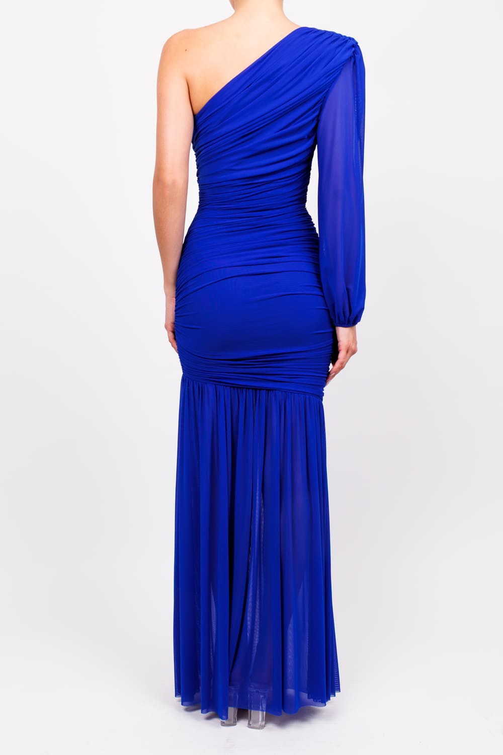 Vestido Azul Rey Corrugado Una Manga