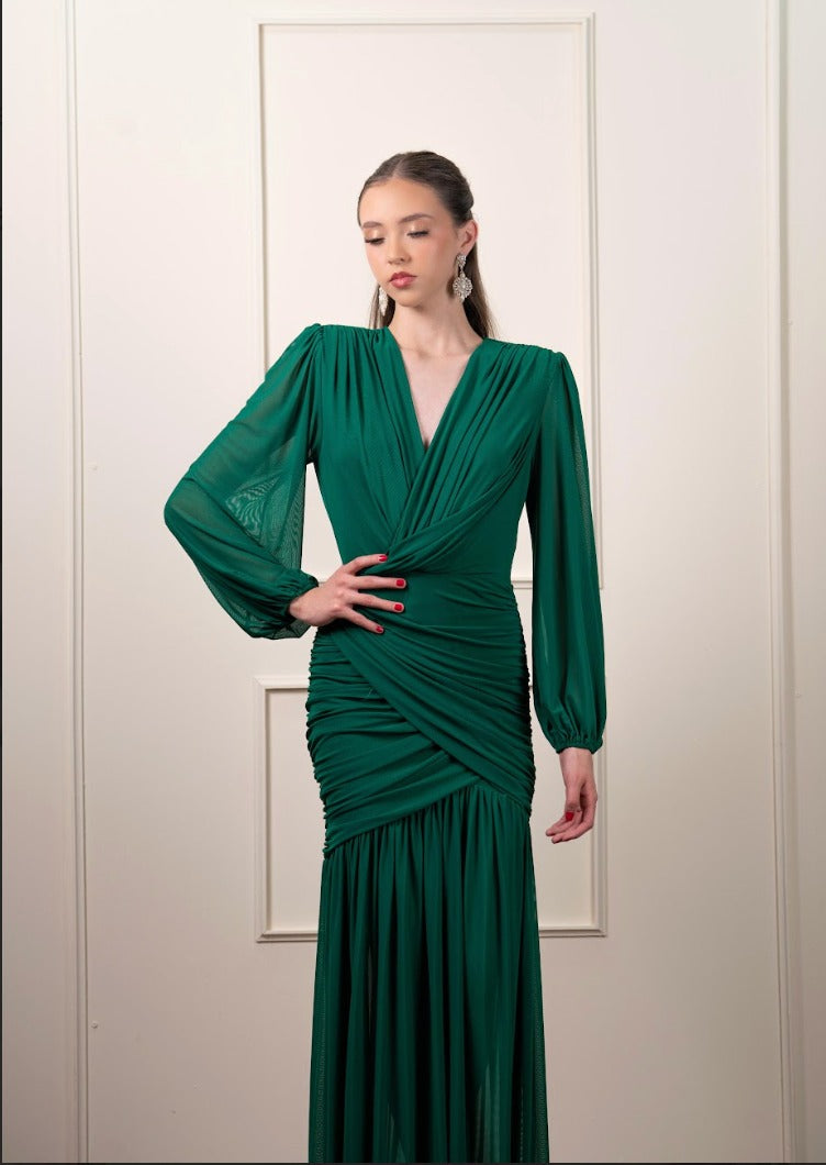 Verde Manga Larga Corrugado