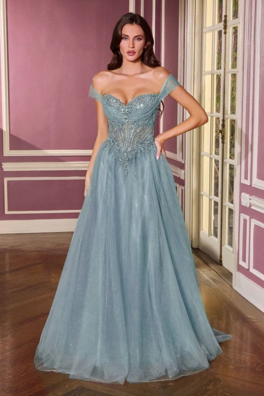 Azul Gris Corte A Mangas Amponas