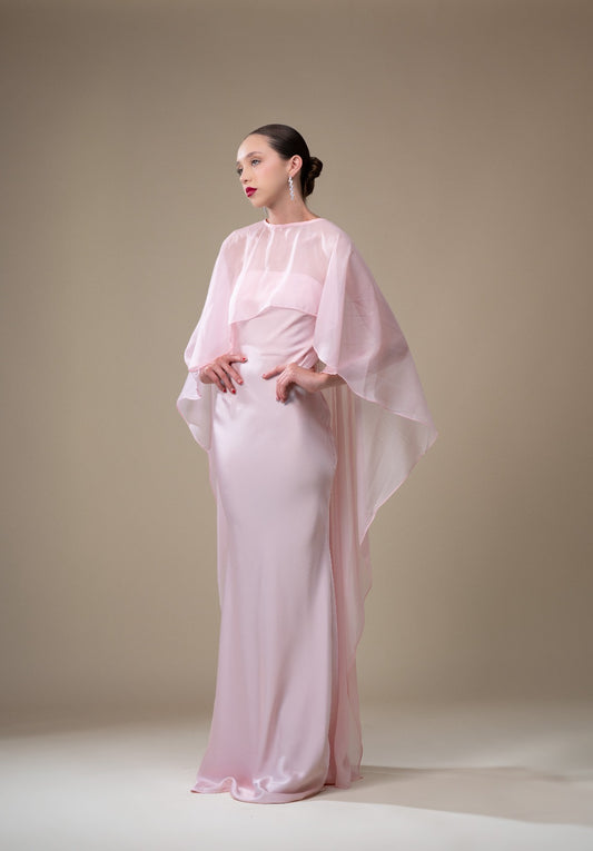 Rosa Satin Straple Y Capa