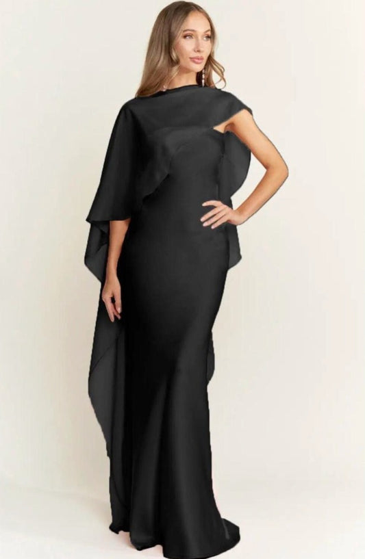 Negro Satin Straple Y Capa