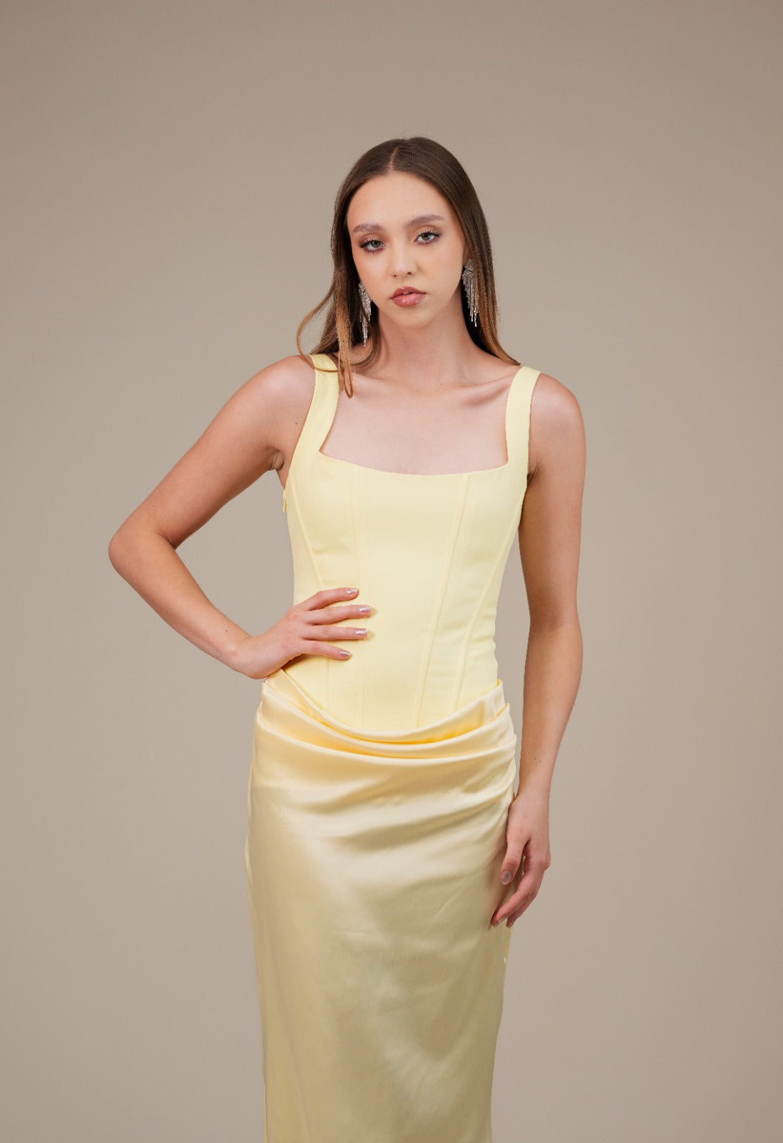 Amarillo Pastel Corset De Tirantes