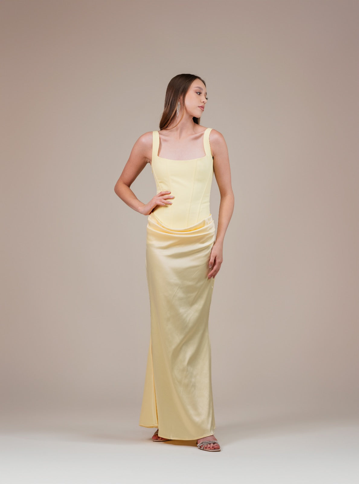 Amarillo Pastel Corset De Tirantes