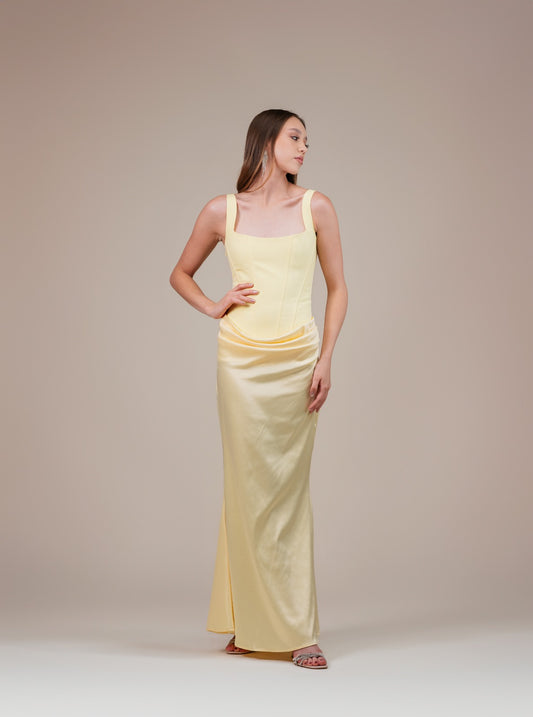 Amarillo Pastel Corset De Tirantes