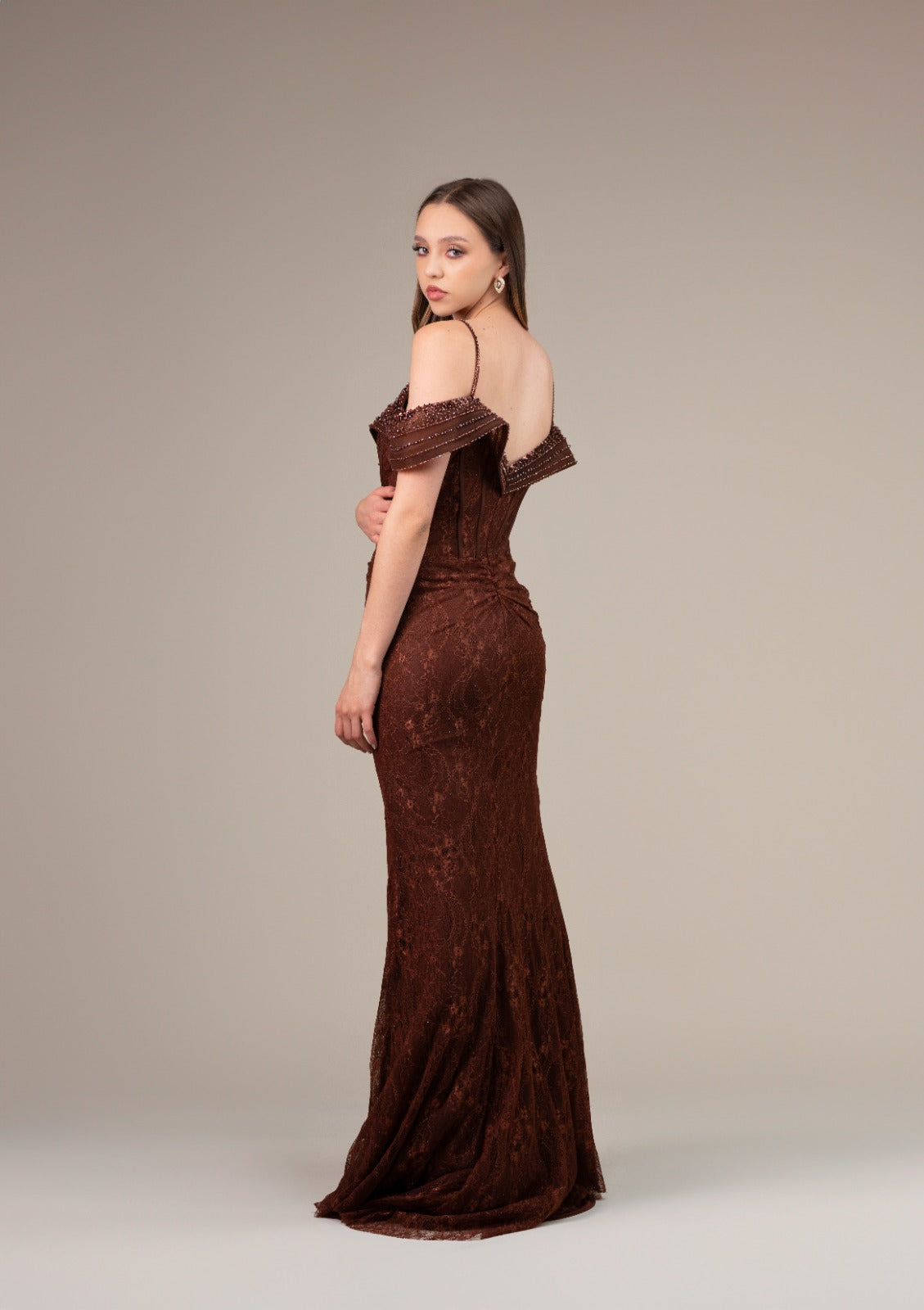 Cafe Encaje Falda Detalle En Corset