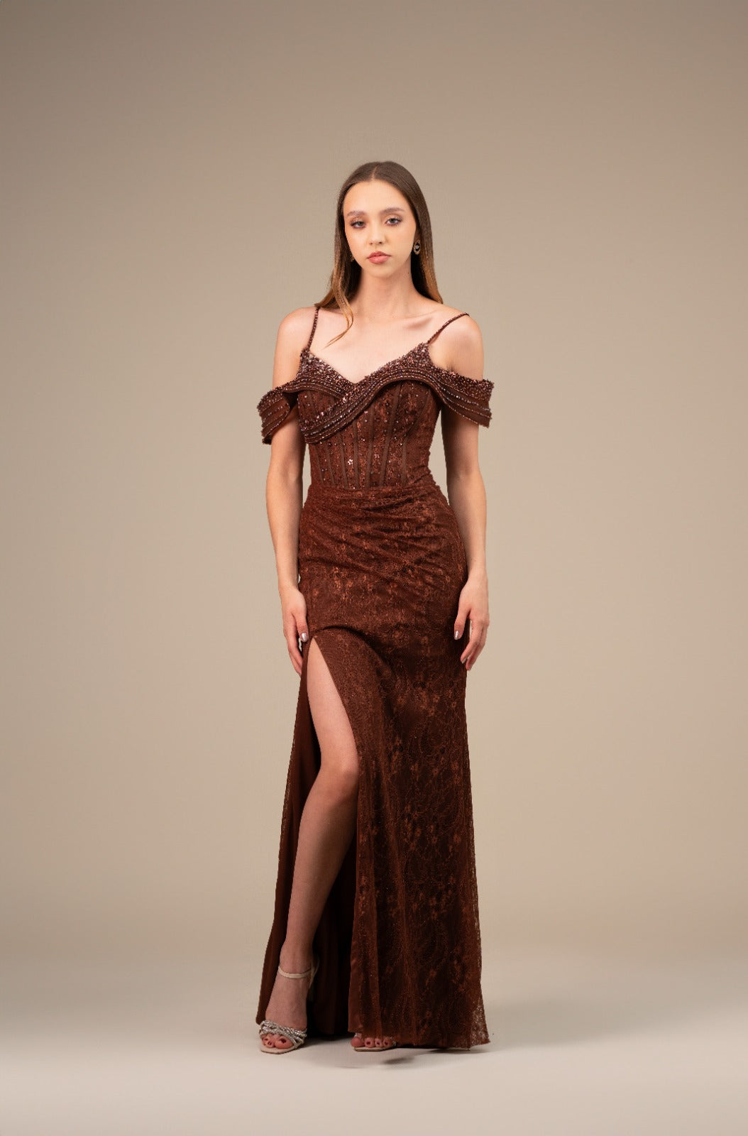 Cafe Encaje Falda Detalle En Corset