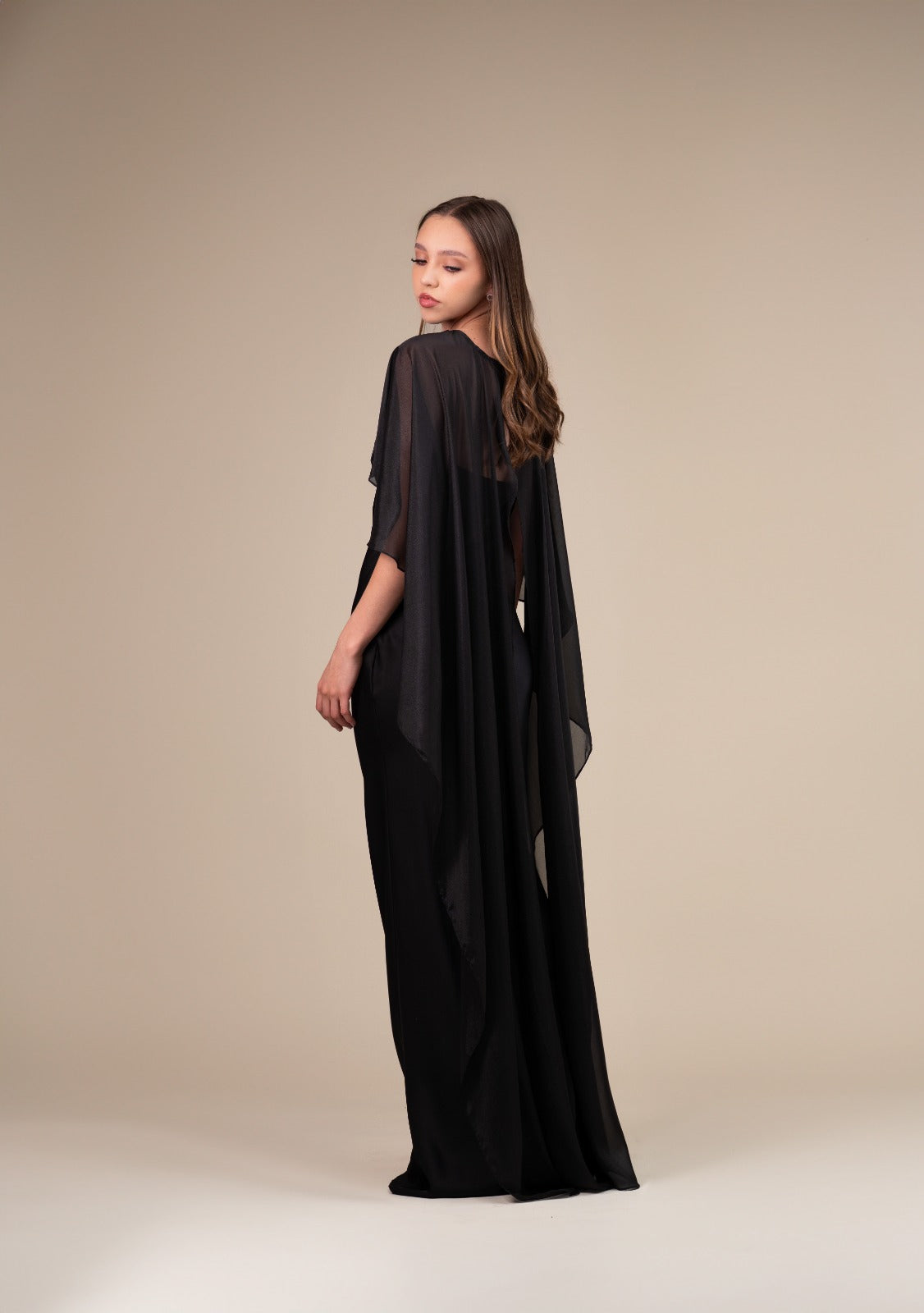 Negro Satin Straple Y Capa