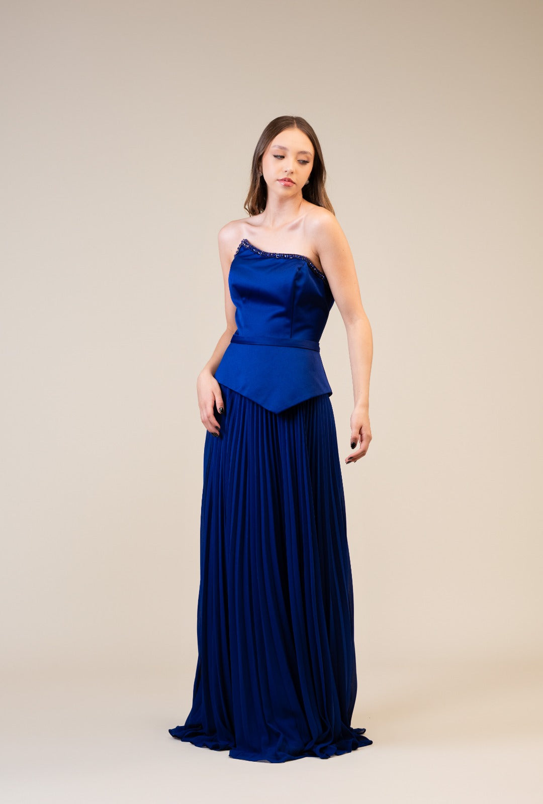 Azul Corset Falda De Tablones