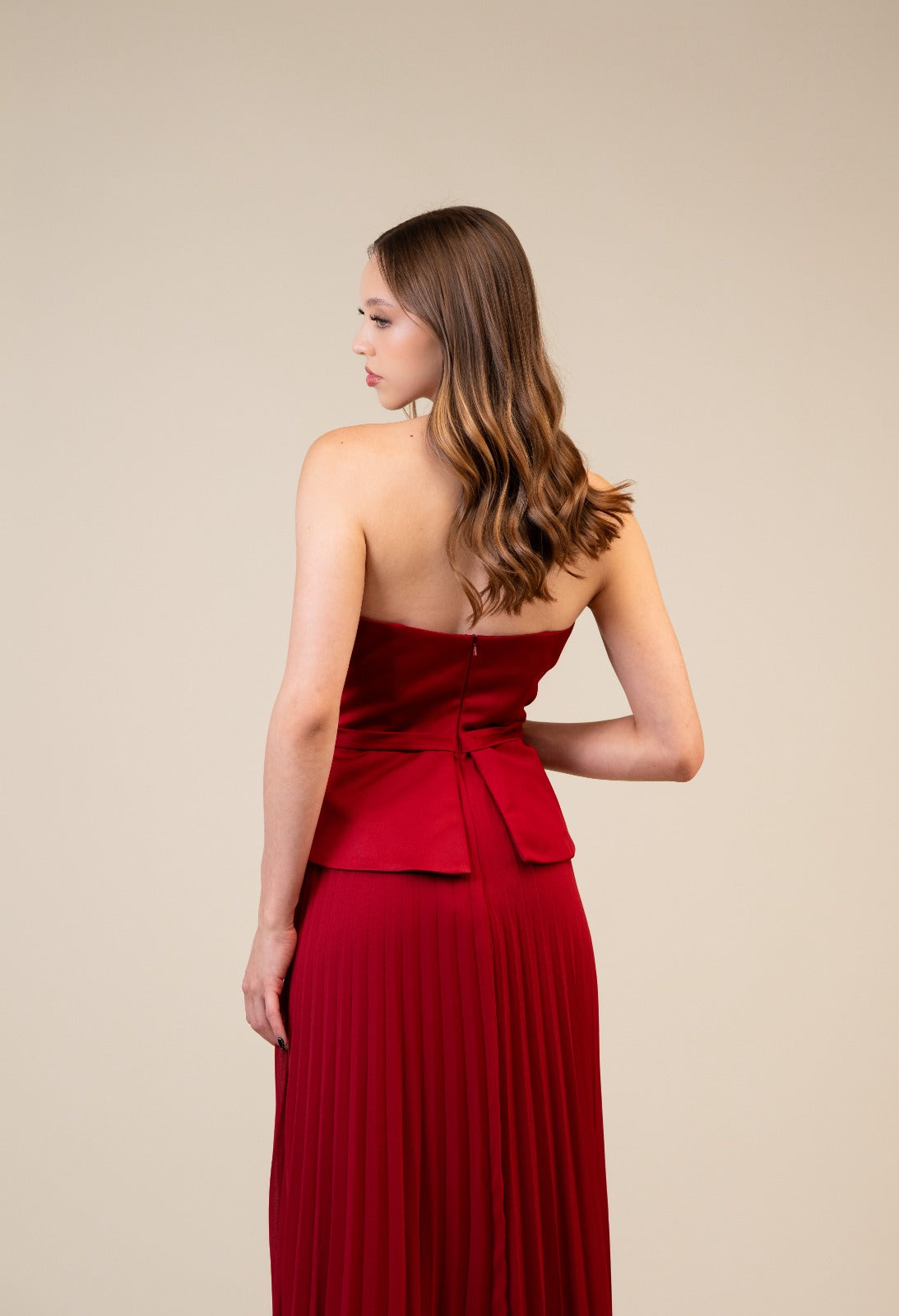 Vino Corset Falda De Tablones
