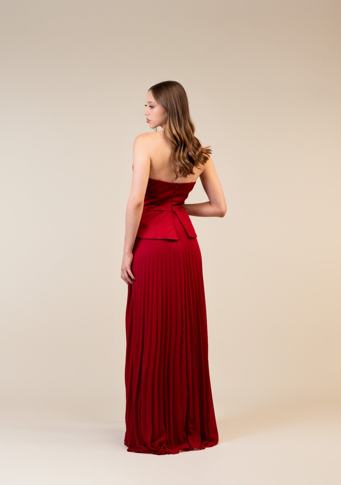 Vino Corset Falda De Tablones