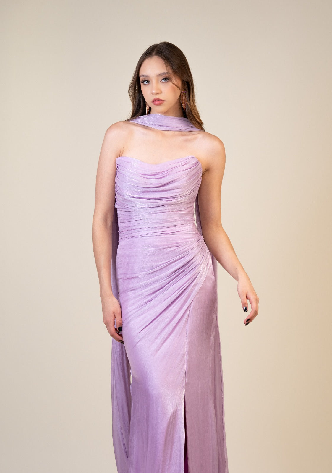 Lila Straple Corrugado Con Estola