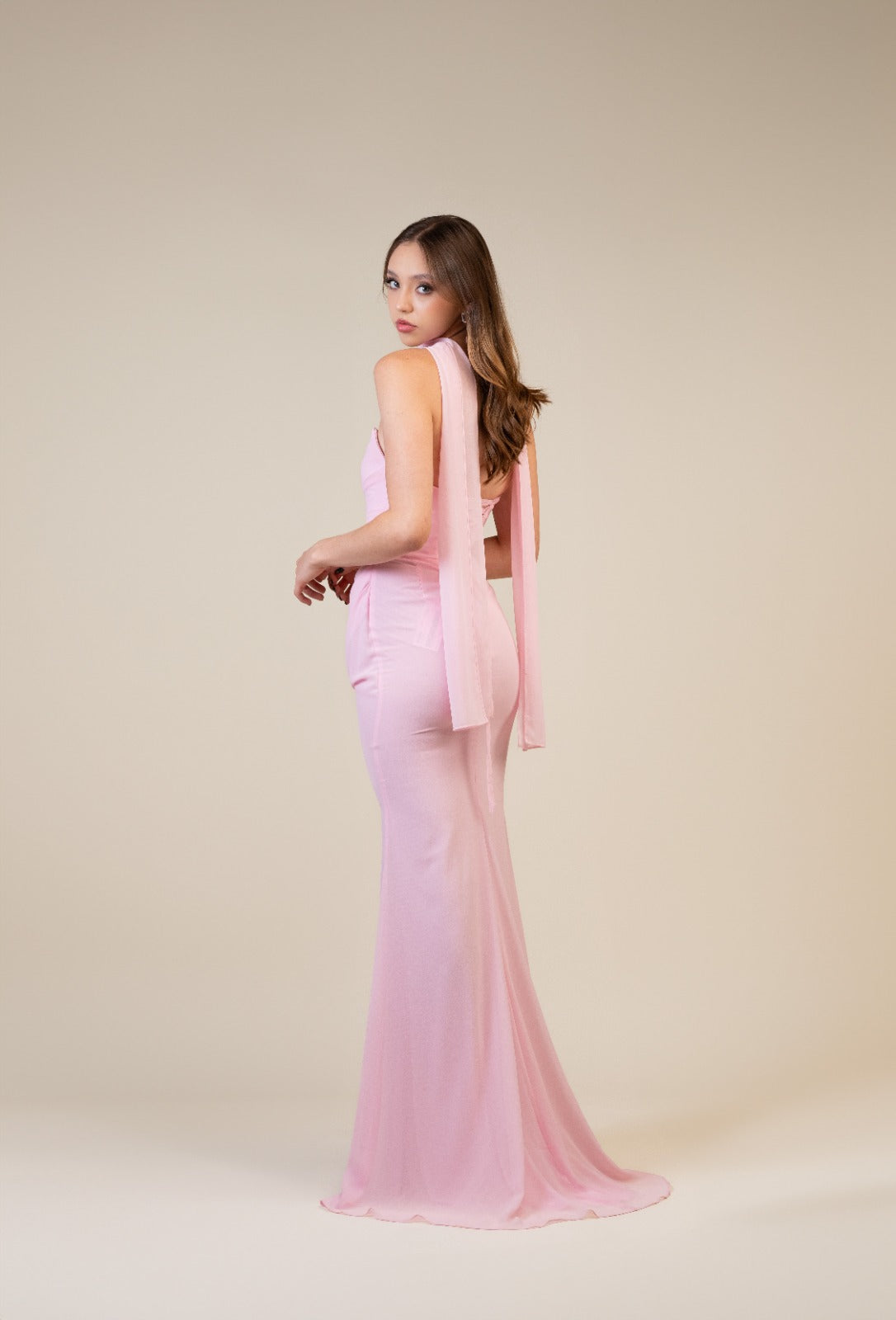 Rosa Palo Straple Pegado Con Estola