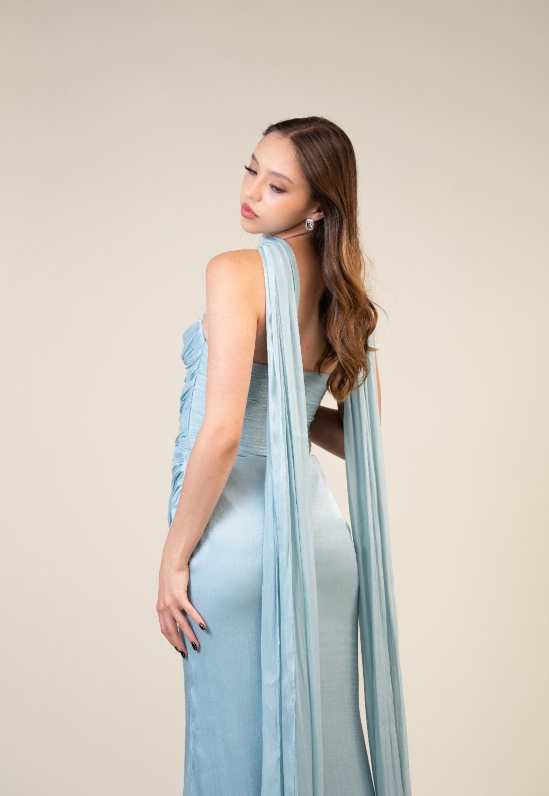 Azul Chicle Corrugado Con Estola