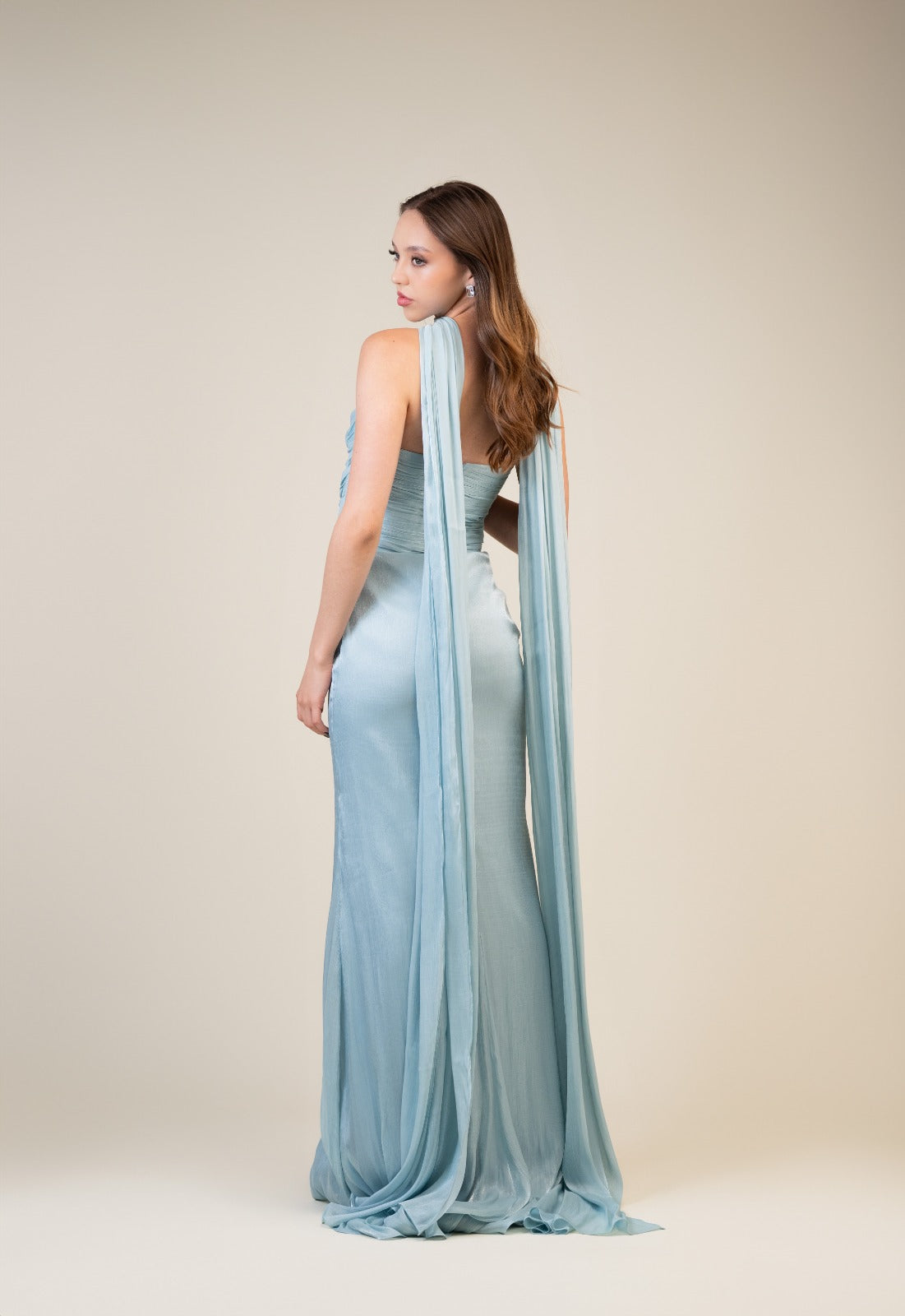 Azul Chicle Corrugado Con Estola