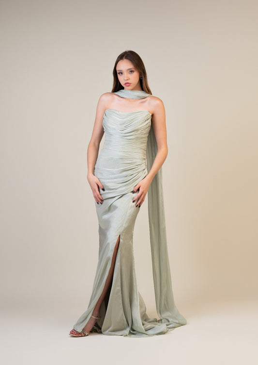 Verde Sage Corrugado Con Estola
