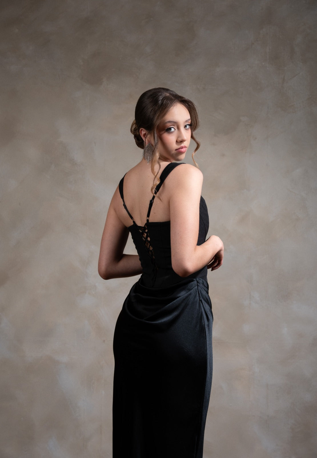 Negro Corset Tirantes Suelto Falda