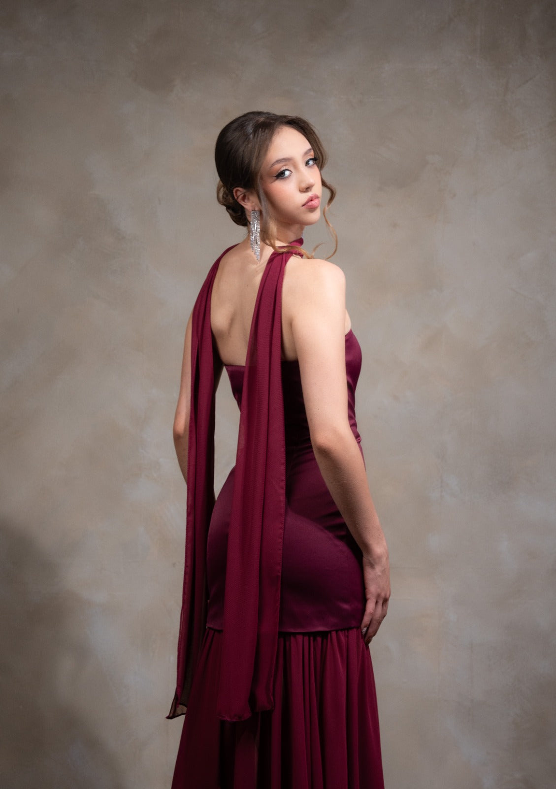 Magenta Straple Falda Suelta Con Estola