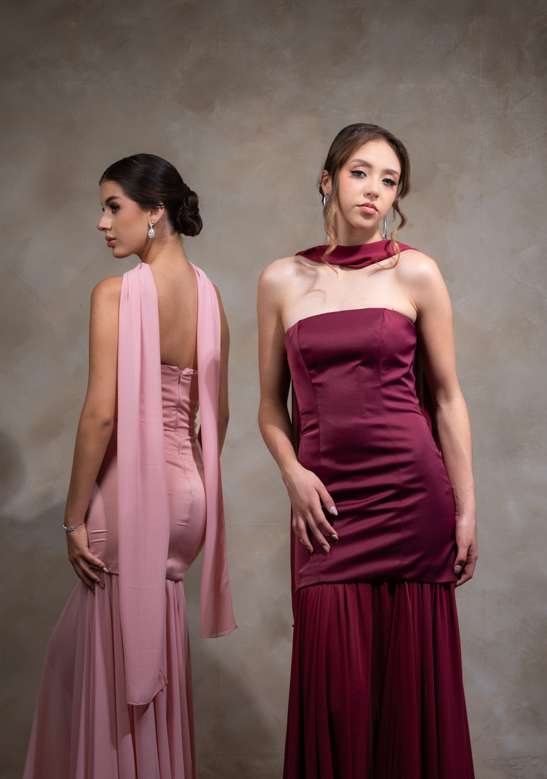 Rosa Straple Falda Suelta Con Estola