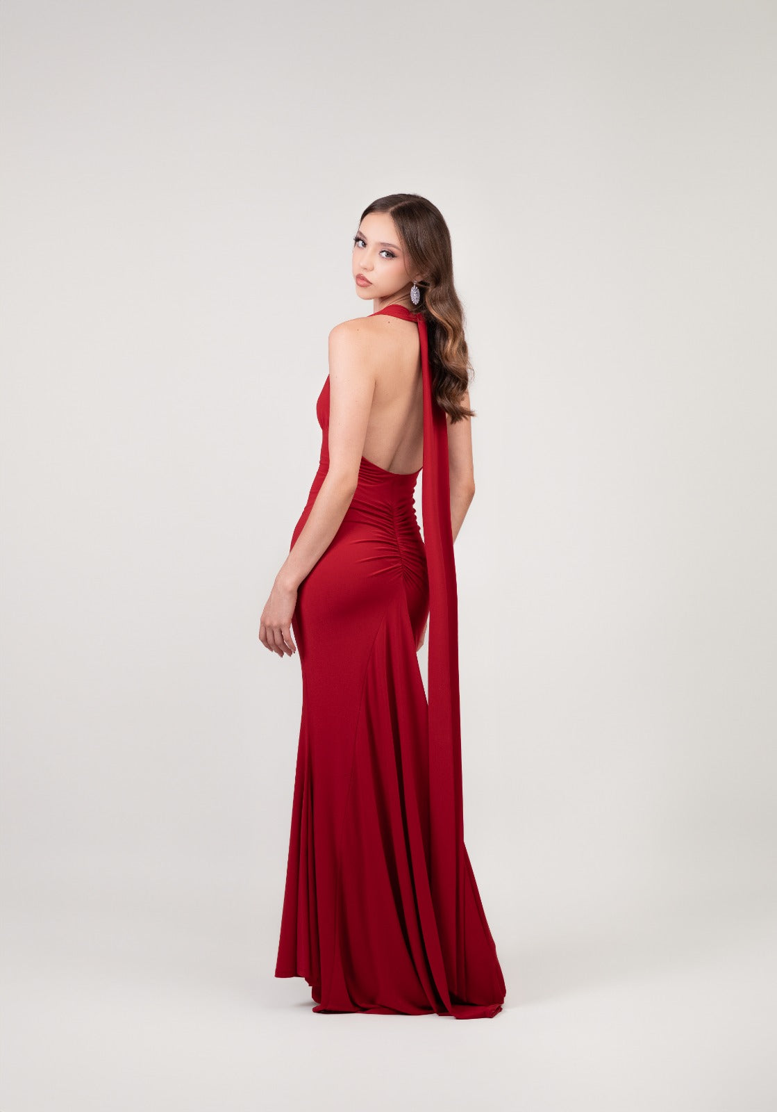 Rojo Licra Tirante En Cuello Escote V