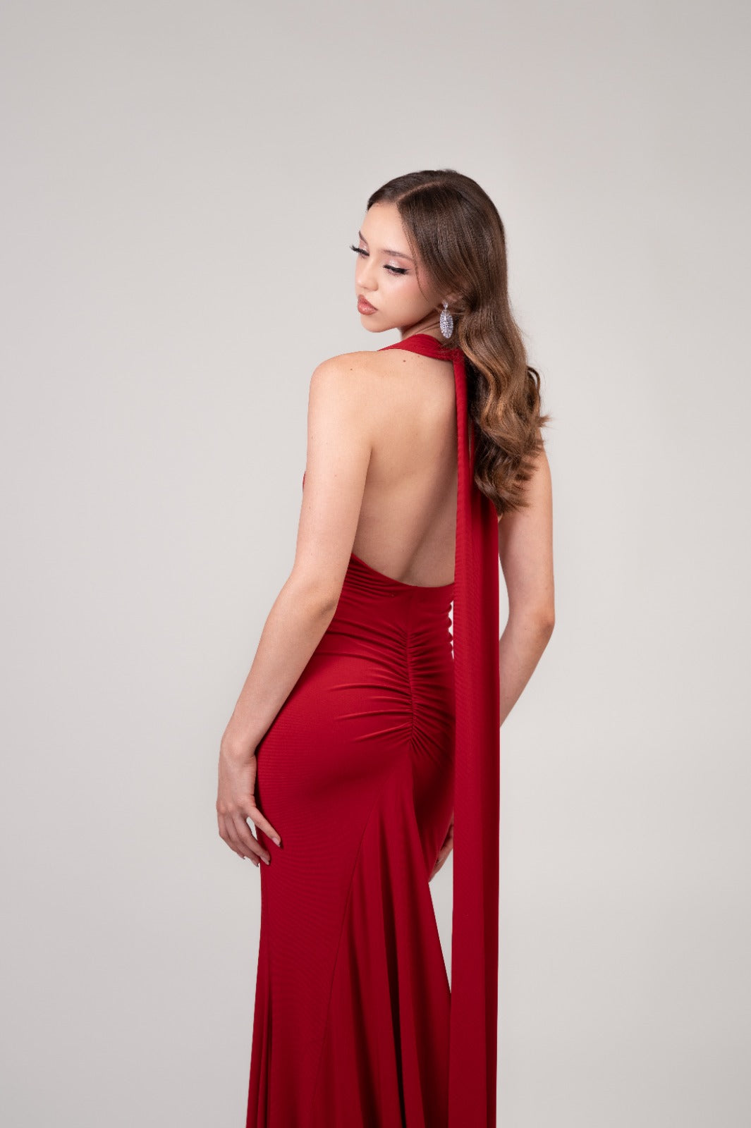 Rojo Licra Tirante En Cuello Escote V
