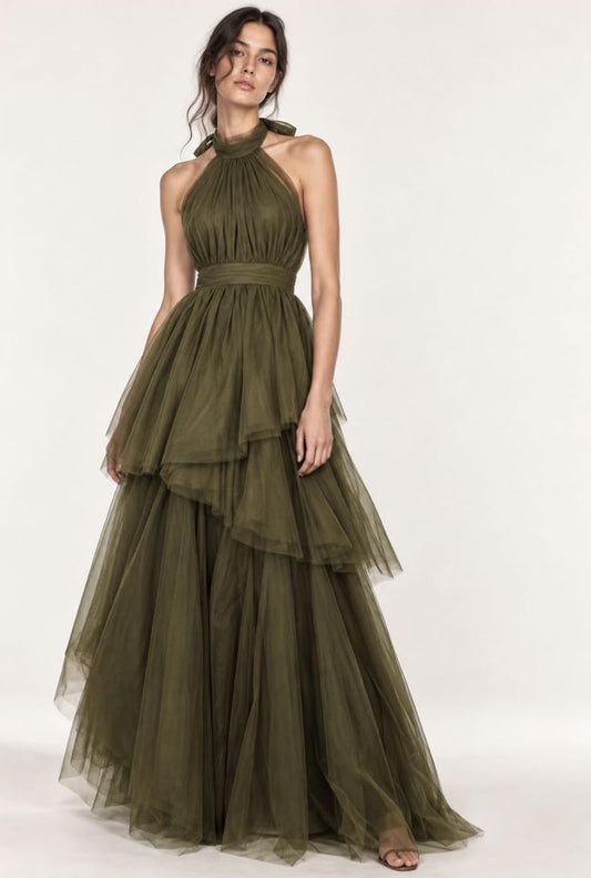 Verde Olivo Olanes Cuello Halter