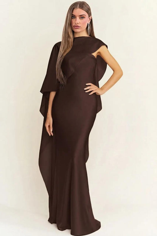 Vestido Cafe Con Capa