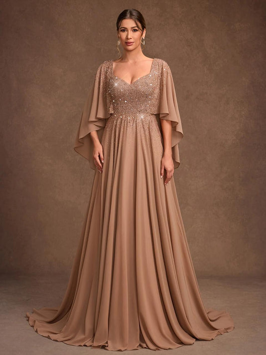 Vestido Dorado Pedreria Y Capa