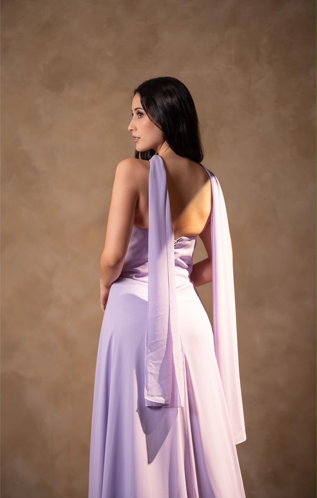 Vestido Lila Corte A Con Estola