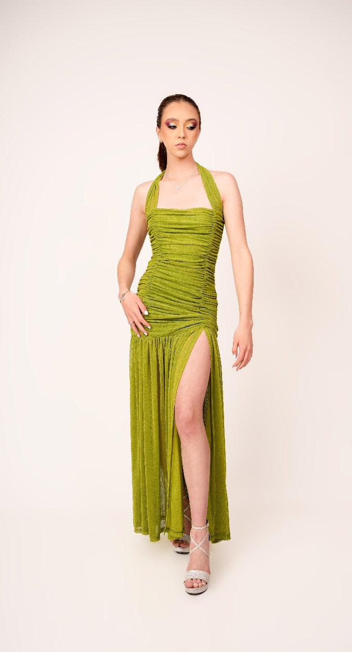 Vestido Verde Lima Corrugado